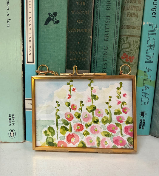 Tiny Pink Hollyhocks