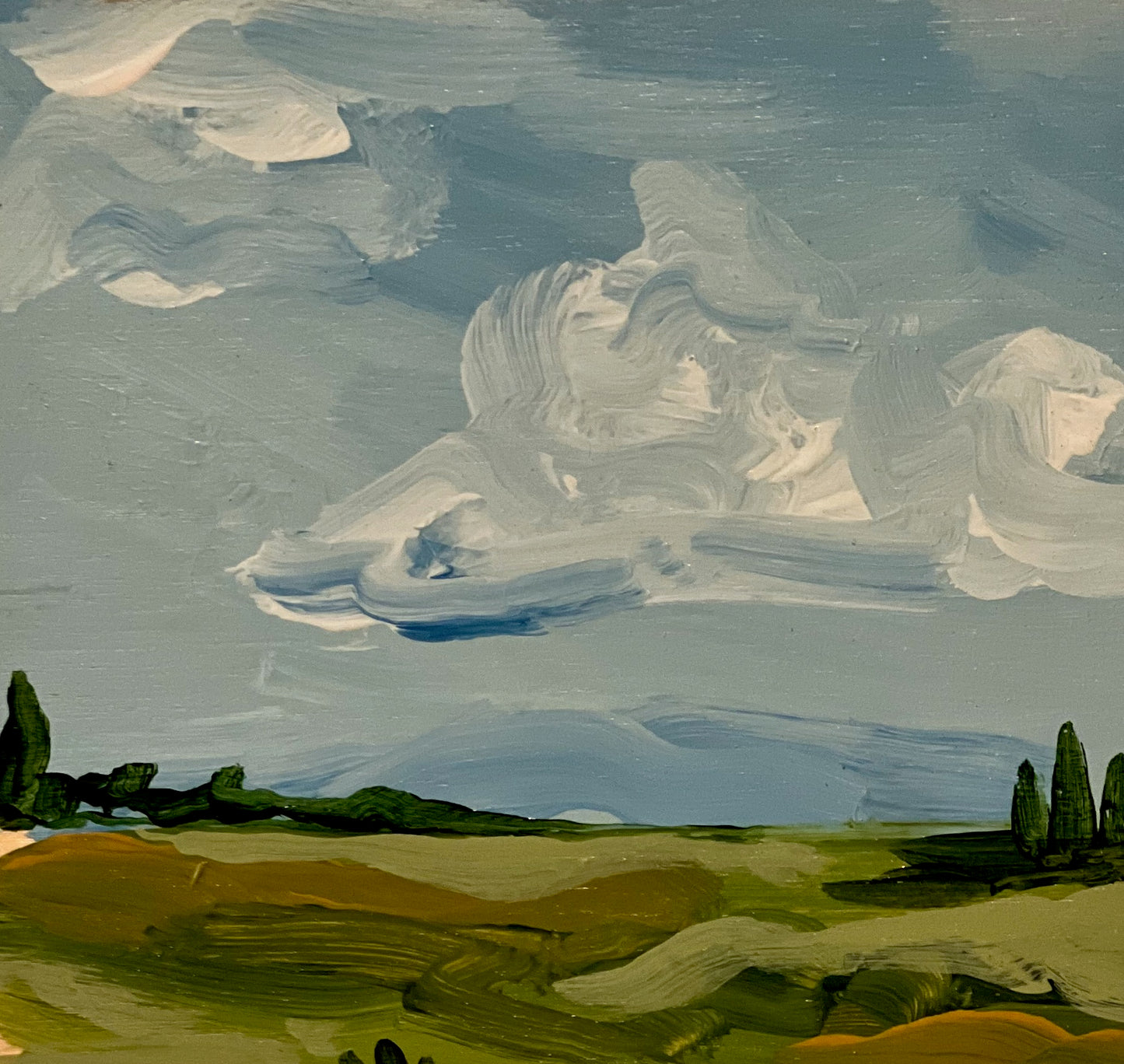 study in Olive and Blue